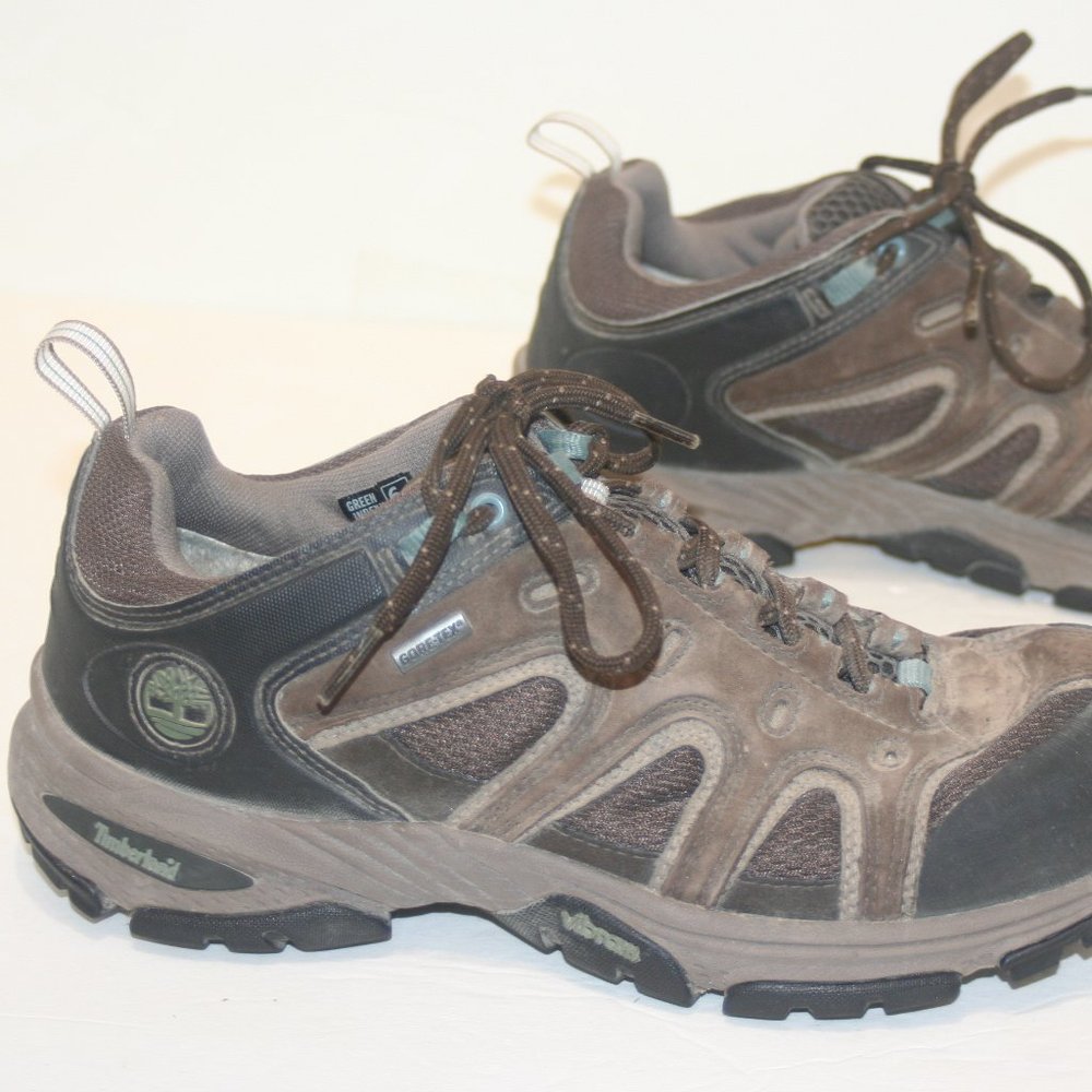 Timberland Goretex Brown Leather Hiking Shoes Vibram Soles. Womens 9.5 M